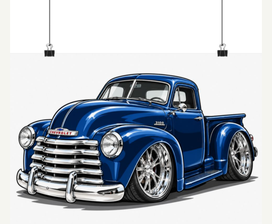 Blue Chevy 3100 Pickup 18 by 12 inch Shuler08 poster preview