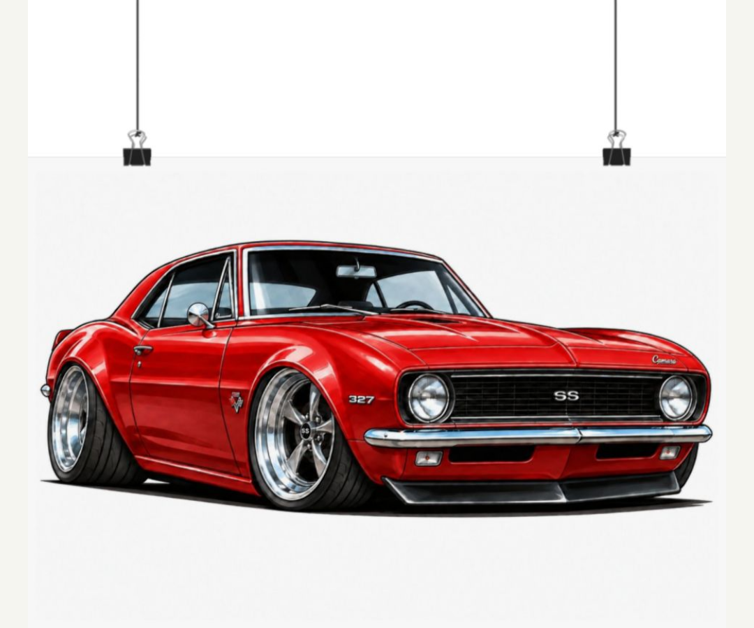 Red Camaro SS 18 by 12 inch Shuler08 poster preview